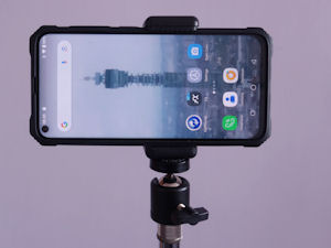 Phone on stand