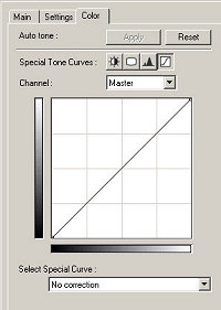 The Curves screen