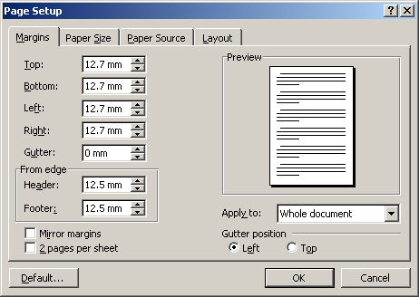 Setting the Margins